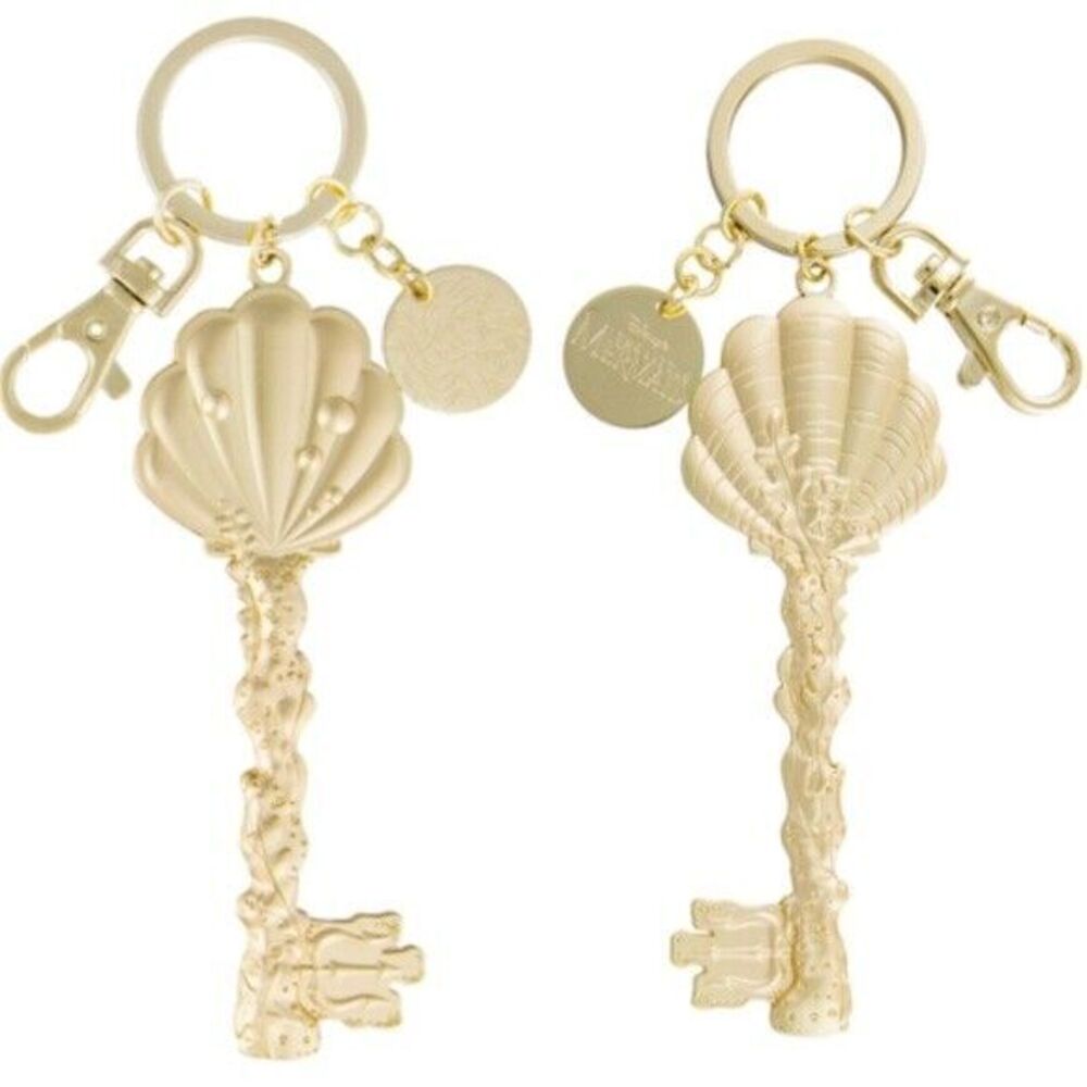 Disney Parks Princess Ariel Little Mermaid Key Keychain Gold New